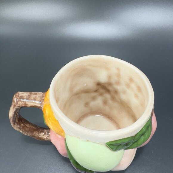 Vintage 1969 Hand Glazed Painted Ceramic Mugs Cups Set 3 Fruit Whimsical Signed - Picture 5 of 14